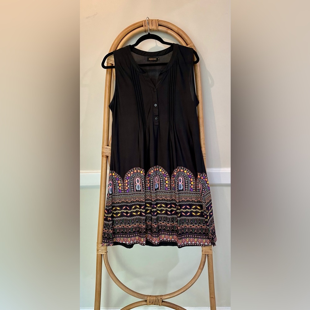 Easy City Black Dress with Boho Pattern